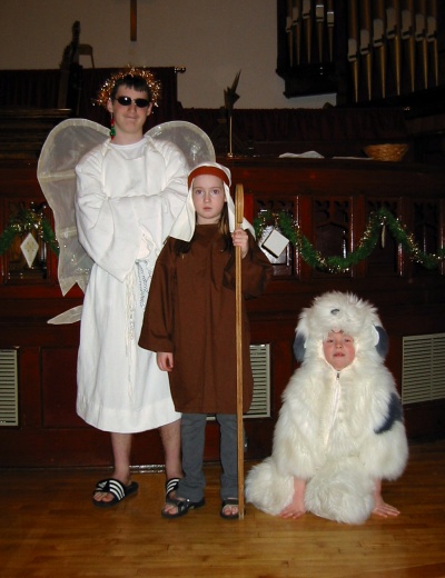 David, Emily and James after the Xmas Eve pageant